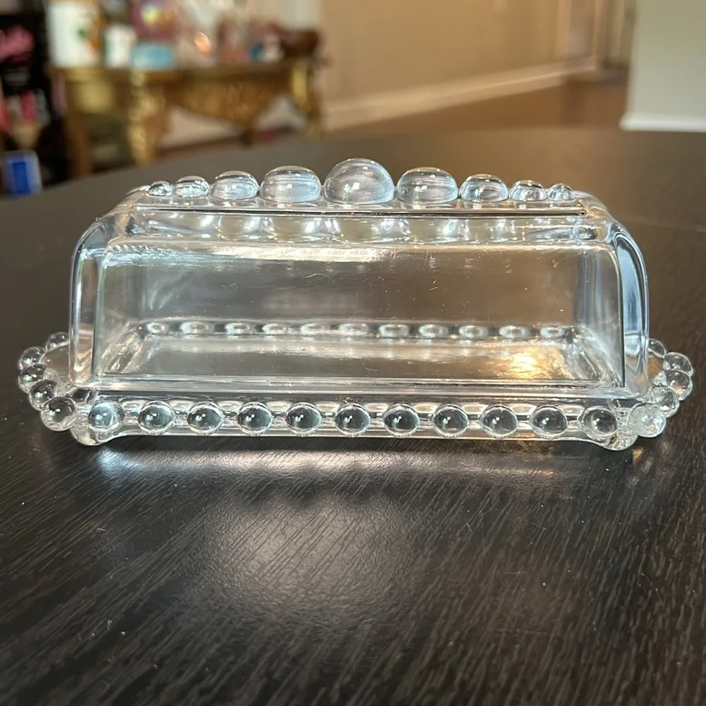 VTG Imperial Glass Candlewick Beaded Clear Covered Butter Dish Made In The USA - Picture 3 of 11